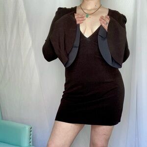 Free People Black Long Sleeve Mini Dress